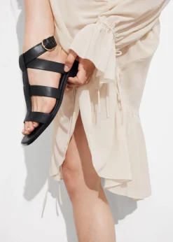 Best & Other Stories Ankle-Strap Leather Sandals Black