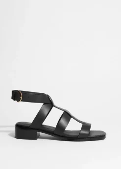 Best & Other Stories Ankle-Strap Leather Sandals Black