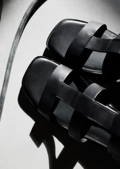 Best & Other Stories Ankle-Strap Leather Sandals Black