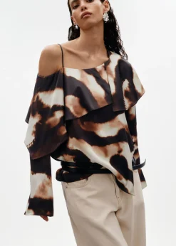 Best Sale & Other Stories Asymmetric Satin Blouse Brown