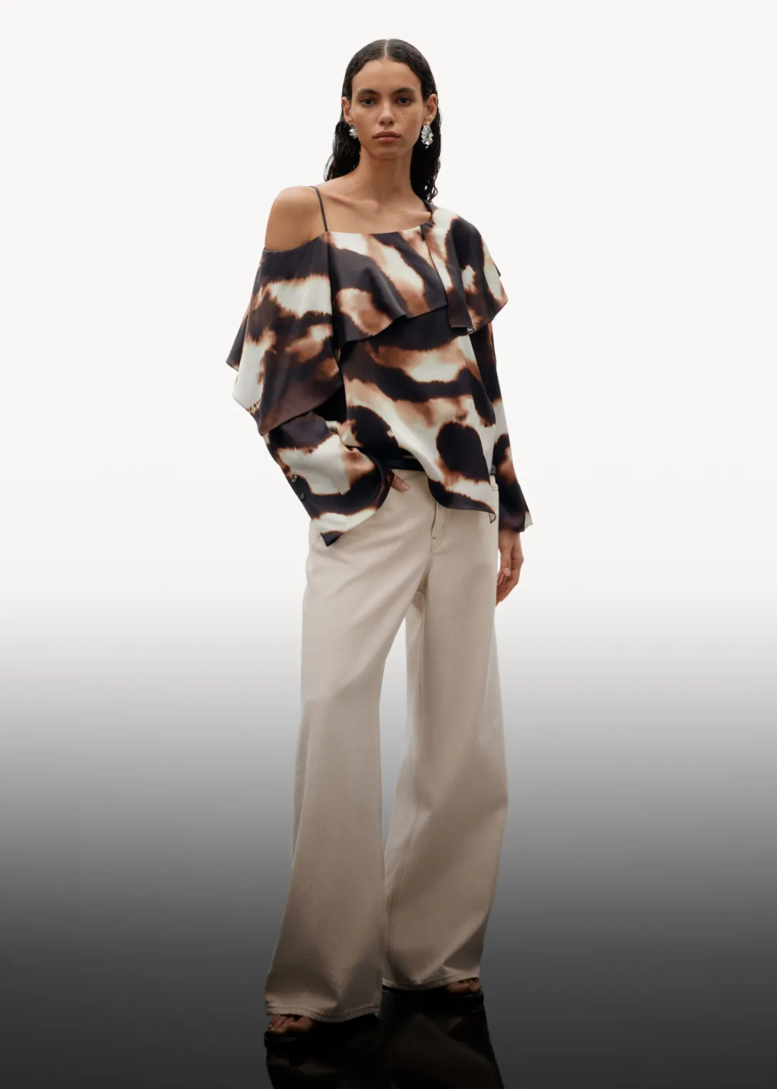 Best Sale & Other Stories Asymmetric Satin Blouse Brown