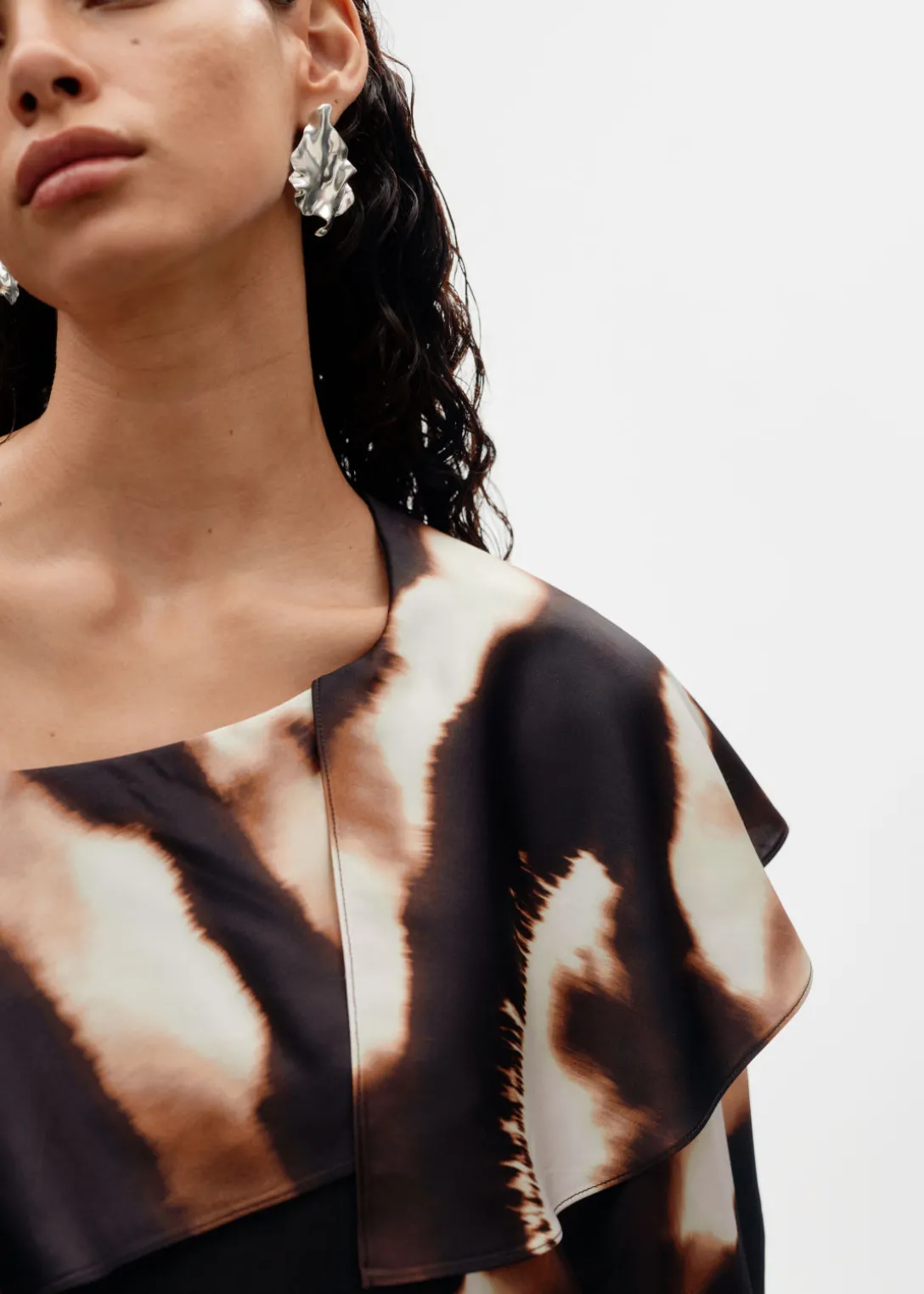 Best Sale & Other Stories Asymmetric Satin Blouse Brown