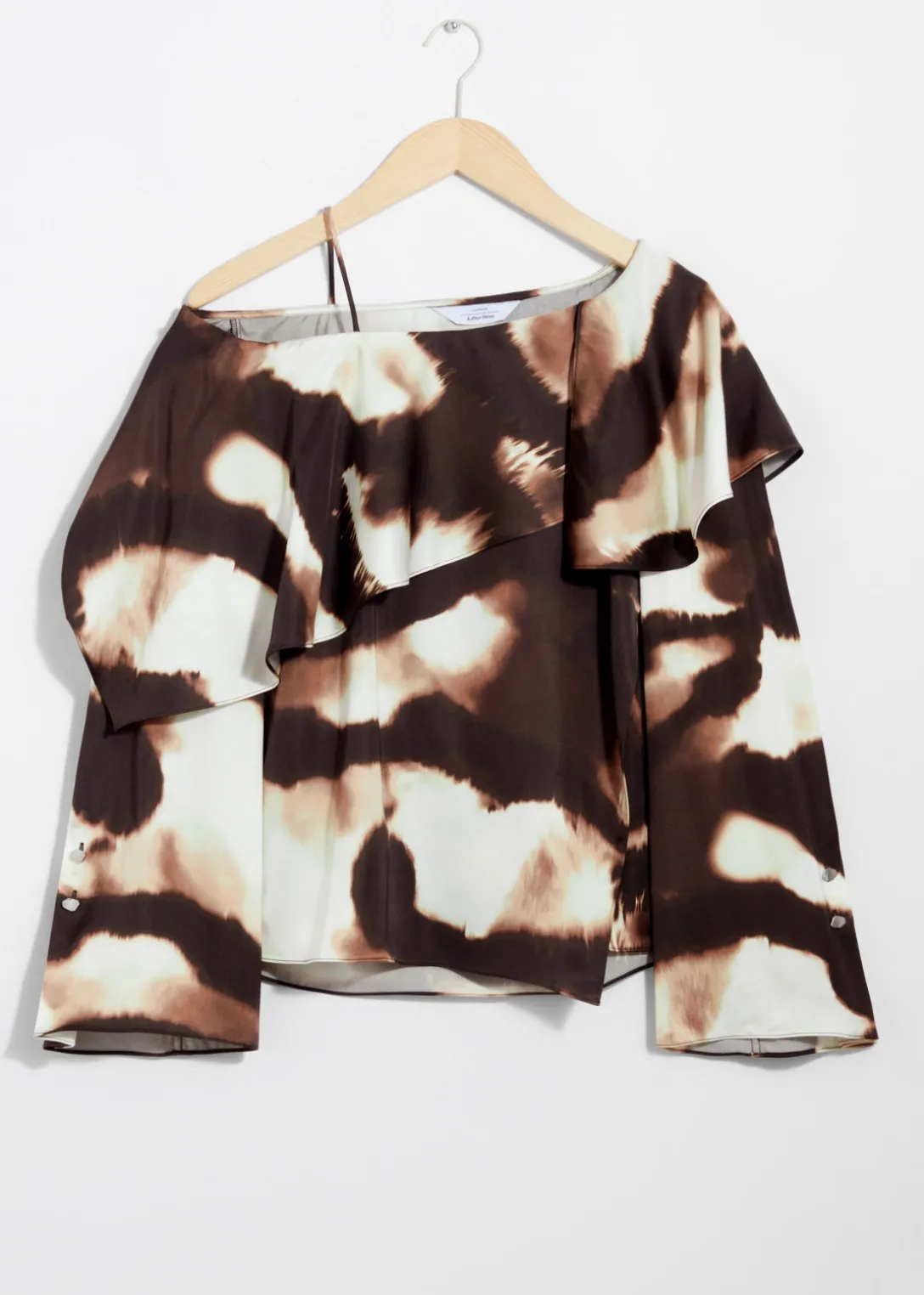 Best Sale & Other Stories Asymmetric Satin Blouse Brown
