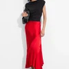Shop & Other Stories Asymmetric Satin Midi Skirt Red