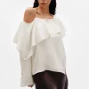 Fashion & Other Stories Asymmetric Silk Top White