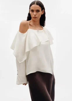 Fashion & Other Stories Asymmetric Silk Top White