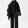 Best & Other Stories Asymmetric Wool-Blend Cape Black