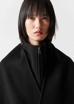 Best & Other Stories Asymmetric Wool-Blend Cape Black