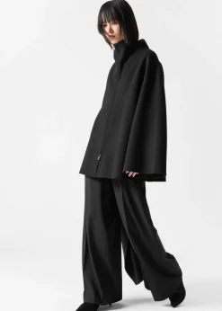 Best & Other Stories Asymmetric Wool-Blend Cape Black
