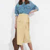 Shop & Other Stories Asymmetric Wrap Midi Skirt Beige