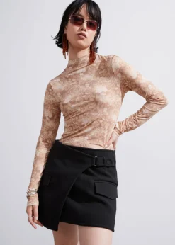 Online & Other Stories Asymmetric Wrap Mini Skirt Black