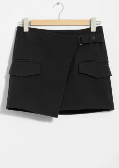 Online & Other Stories Asymmetric Wrap Mini Skirt Black