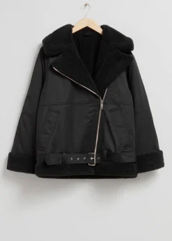Cheap & Other Stories Aviator Jacket Black