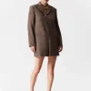 Sale & Other Stories Bee-Embroidered Blazer Mini Dress Brown Tweed