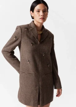 Sale & Other Stories Bee-Embroidered Blazer Mini Dress Brown Tweed