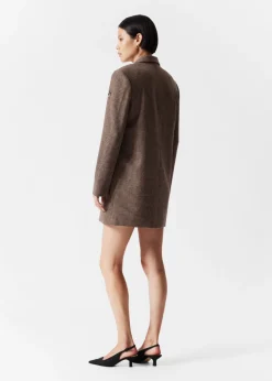 Sale & Other Stories Bee-Embroidered Blazer Mini Dress Brown Tweed