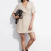 Online & Other Stories Belted Linen Mini Dress Beige