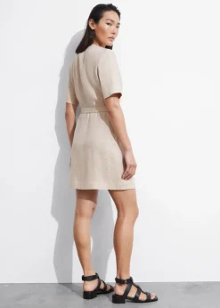 Online & Other Stories Belted Linen Mini Dress Beige