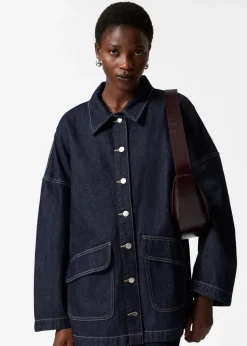 Outlet & Other Stories Belted Oversized Denim Jacket Blue