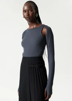 Clearance & Other Stories Belted Pleated Maxi Skirt Black
