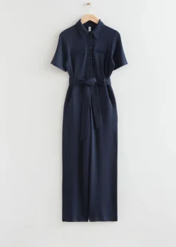 Cheap & Other Stories Belted Short Sleeve Jumpsuit