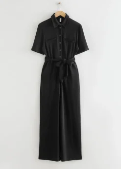 Cheap & Other Stories Belted Short Sleeve Jumpsuit