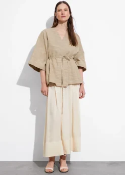 Outlet & Other Stories Belted Silk-Blend Jacket Beige