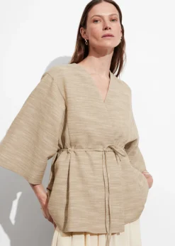 Outlet & Other Stories Belted Silk-Blend Jacket Beige
