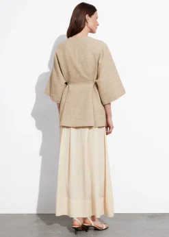 Outlet & Other Stories Belted Silk-Blend Jacket Beige