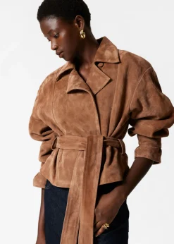 Flash Sale & Other Stories Belted Suede Jacket Brown