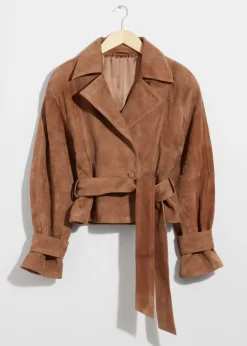 Flash Sale & Other Stories Belted Suede Jacket Brown
