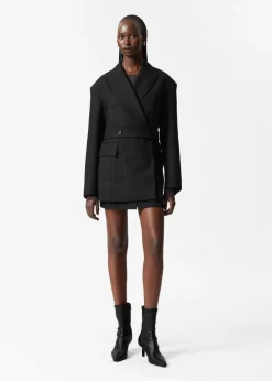 Outlet & Other Stories Belted Wool-Blend Blazer Black