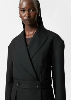 Outlet & Other Stories Belted Wool-Blend Blazer Black