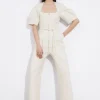 Store & Other Stories Belted Zip-Front Jumpsuit White