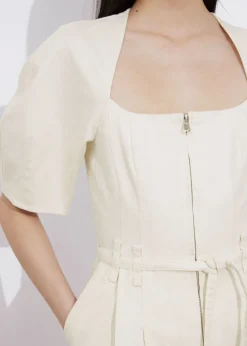 Store & Other Stories Belted Zip-Front Jumpsuit White
