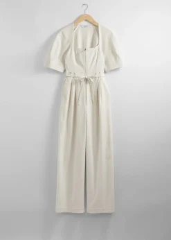 Store & Other Stories Belted Zip-Front Jumpsuit White