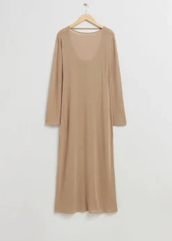 Clearance & Other Stories Boat Neck Maxi Dress Medium Beige