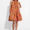 Sale & Other Stories Bow-Detailed Mini Dress Orange Print