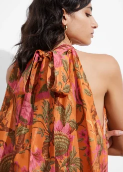 Sale & Other Stories Bow-Detailed Mini Dress Orange Print