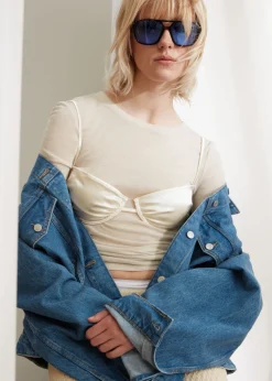 Outlet & Other Stories Boxy Denim Jacket Mid Blue