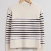 Outlet & Other Stories Boxy Nautical Striped Sweater Cream/Dark Blue Striped