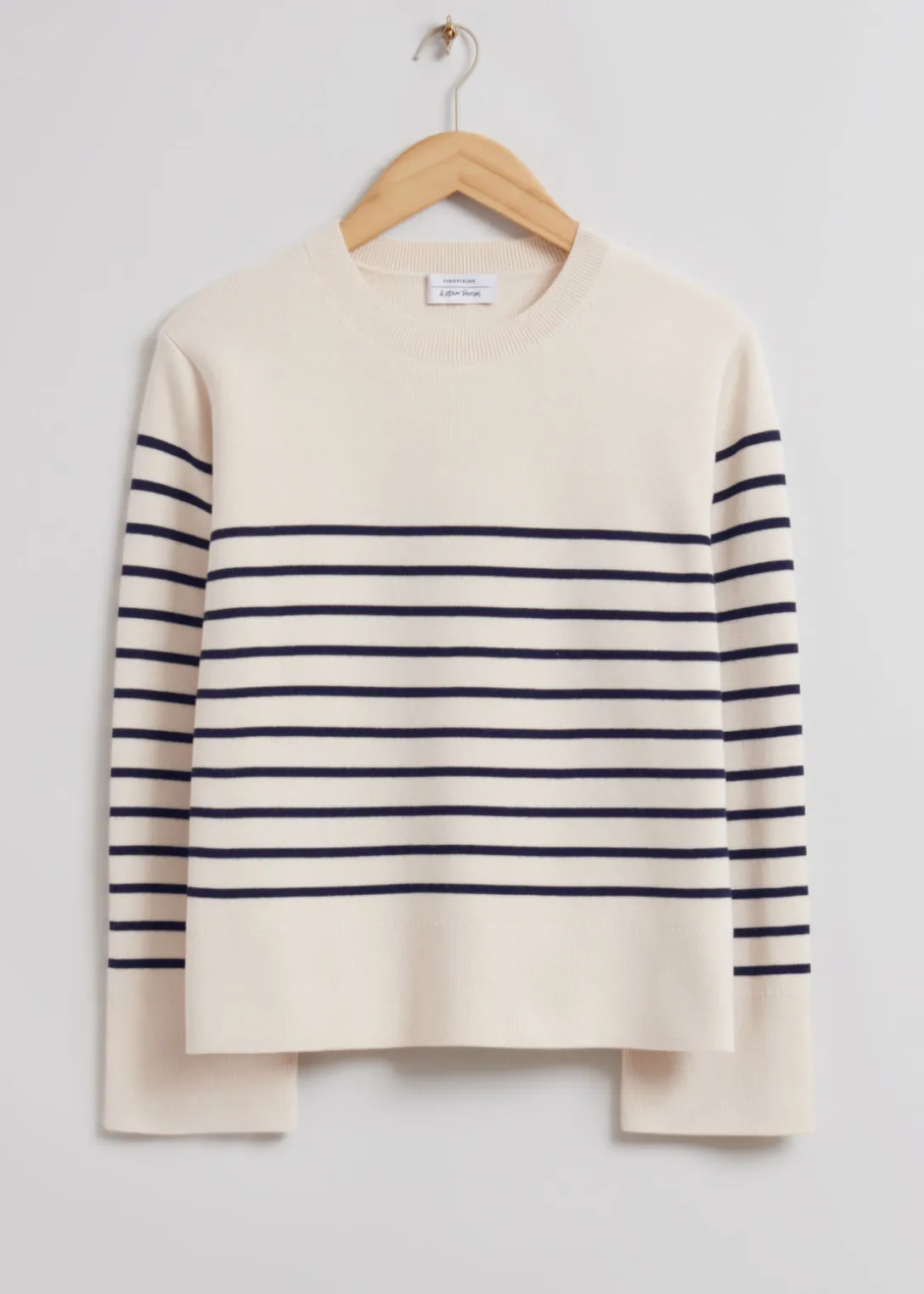 Outlet & Other Stories Boxy Nautical Striped Sweater Cream/Dark Blue Striped