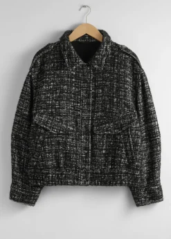 Best & Other Stories Boxy Tweed Jacket Black Tweed