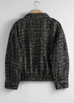 Best & Other Stories Boxy Tweed Jacket Black Tweed