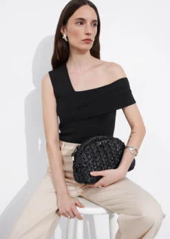 Shop & Other Stories Braided Leather Clutch Bag Black