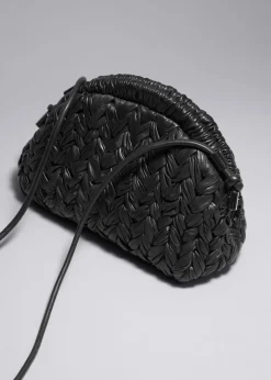 Shop & Other Stories Braided Leather Clutch Bag Black