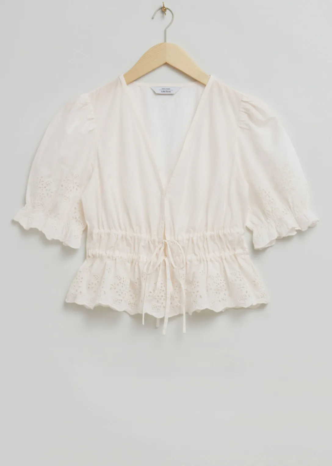Online & Other Stories Broderie Anglaise Puff Sleeve Blouse
