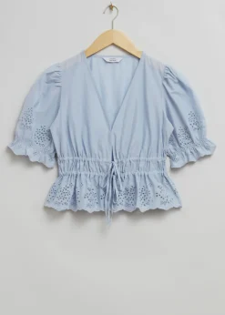 Online & Other Stories Broderie Anglaise Puff Sleeve Blouse