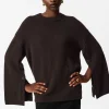 Fashion & Other Stories Button-Detailed Merino Sweater Dark Brown