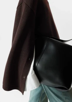 Fashion & Other Stories Button-Detailed Merino Sweater Dark Brown
